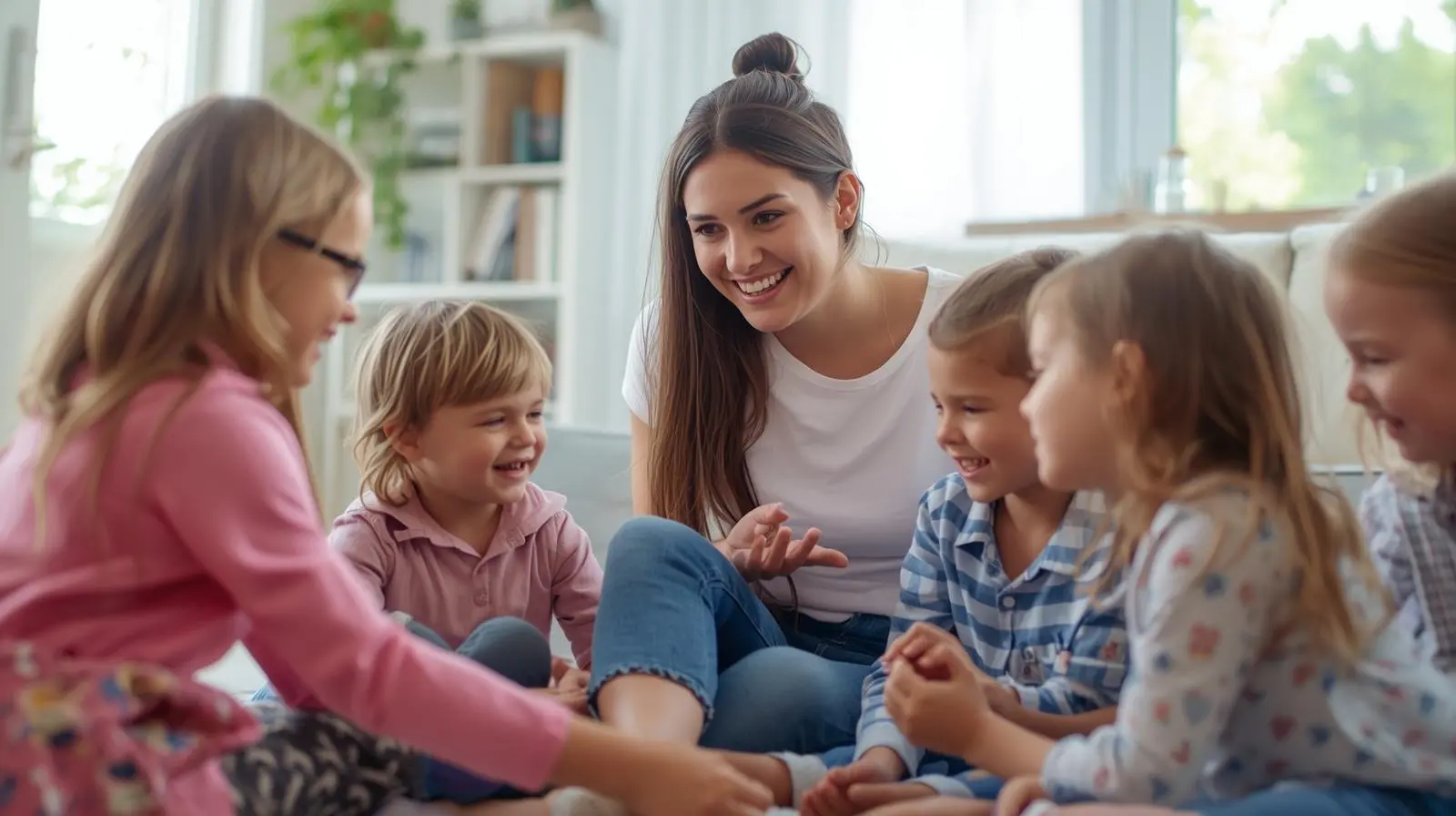 Babysitter feeding baby